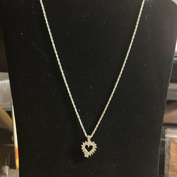 Simulated Diamond Heart Pendant Necklace - Picture 2 of 3